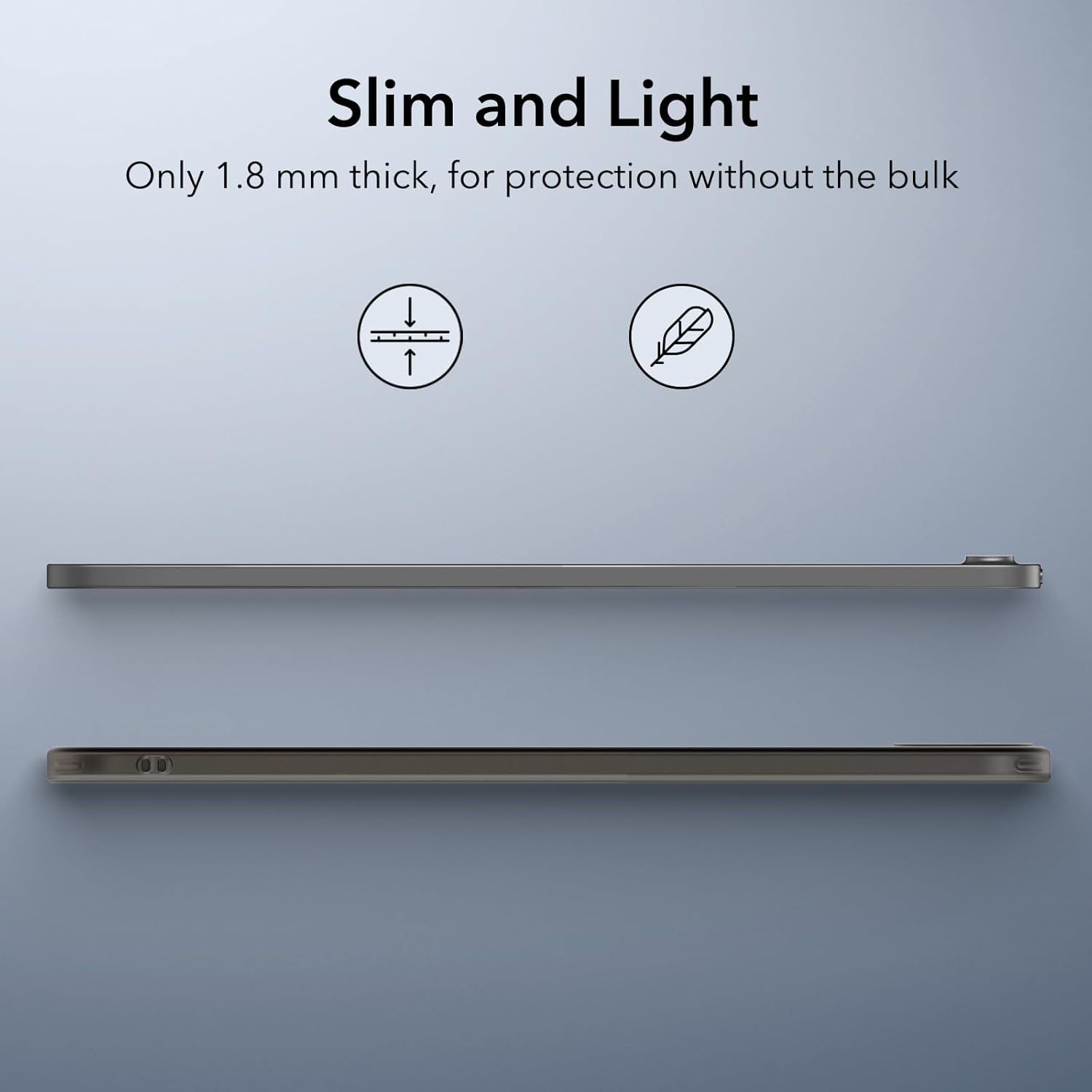 ESR for iPad Air 11 inch Transparent Back Case M3/M2 (2025/2024), iPad Air 7th/6th/5th/4th Gen Case, Slim and Light, Yellowing Resistant, Supports Pencil Pro & Pencil (USB-C), Zero Series, Black