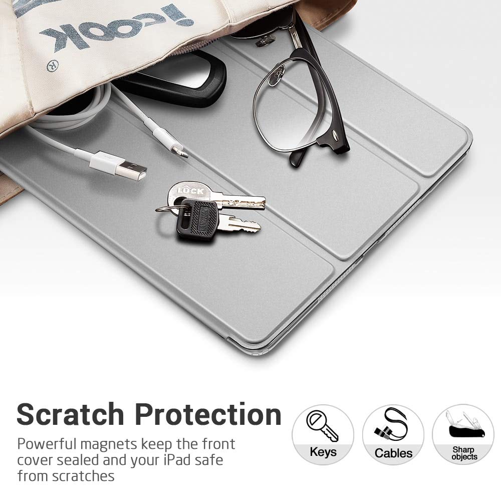 ESR Case Compatible with iPad 9th Generation (2021), 8th Generation (2020), 7th Generation (2019), Slim Protective 10.2-Inch Case, Shock-Resistant TPU Back, Auto Sleep/Wake, Rebound Series, Grey