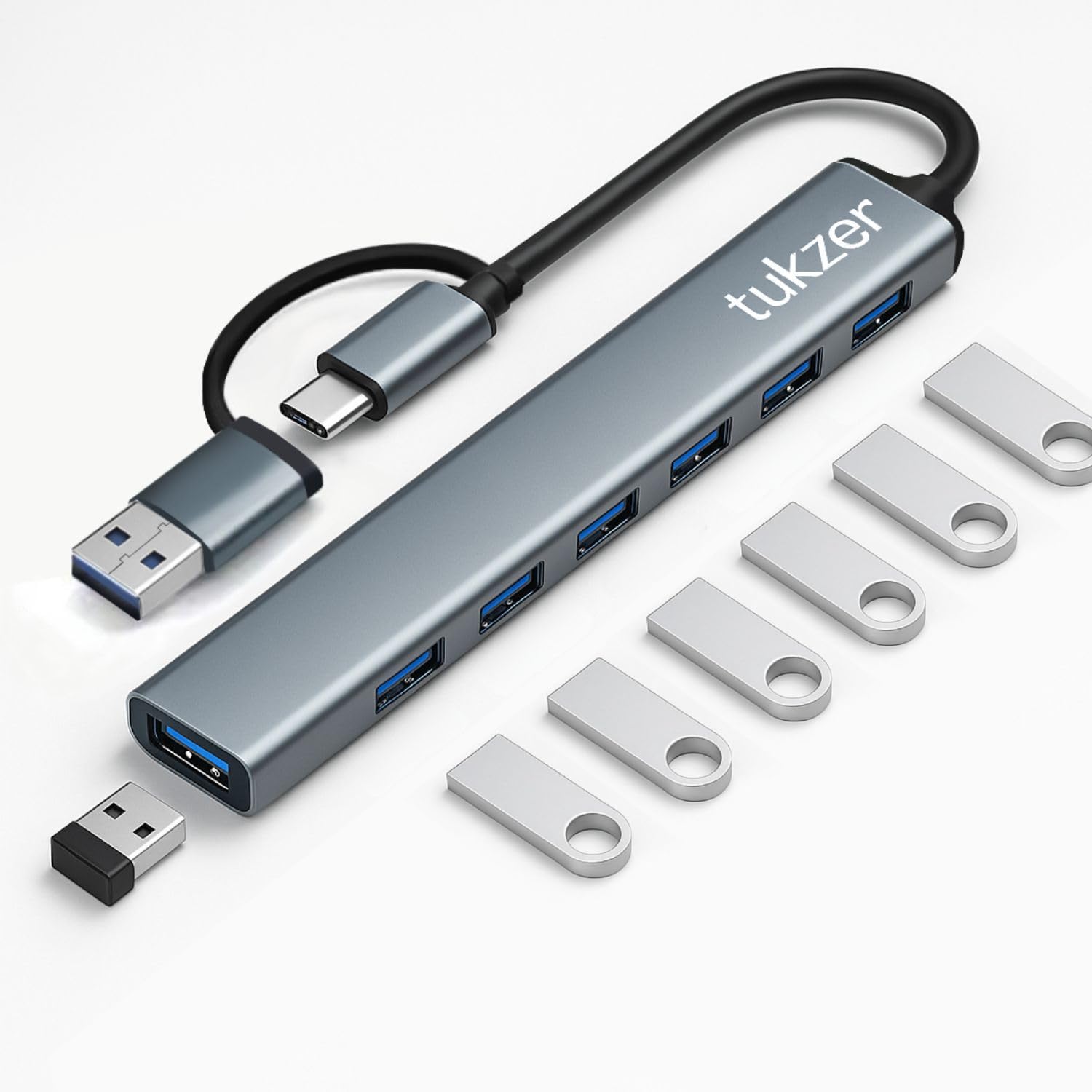 Tukzer 4-Ports USB A to USB 3.0 HUB with High-Speed Data Transfer & Fast Charging| Compatible for MacBook, Mac Mini, iMac Pro, Microsoft Surface, UltraBooks, Laptops, Notebooks & Desktops (Black)