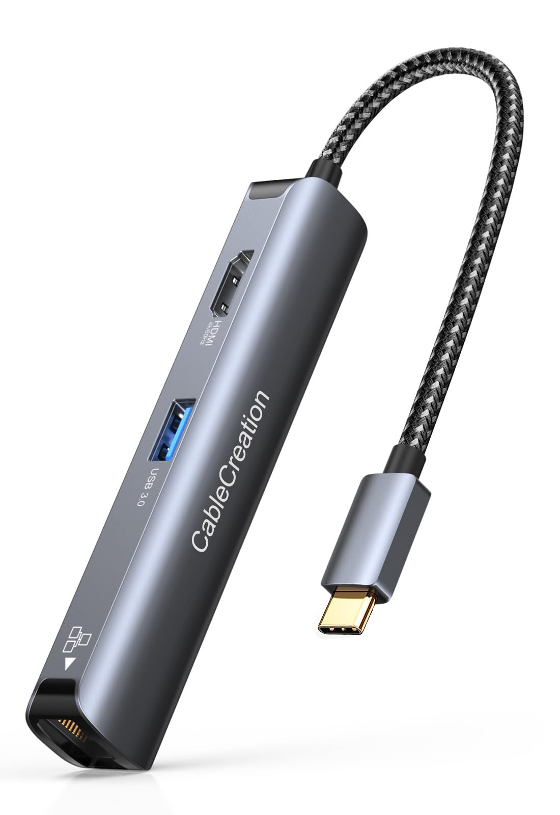 CableCreation USB C Hub Multiport Adapter, 5-in-1 USB C Adapter Aluminum Shell with 4K USB C to HDMI, Ethernet Port, 3 USB 3.0 Ports for MacBook Pro/Air 2020/2019, iPad Pro 2020, iPhone 15 Pro Max