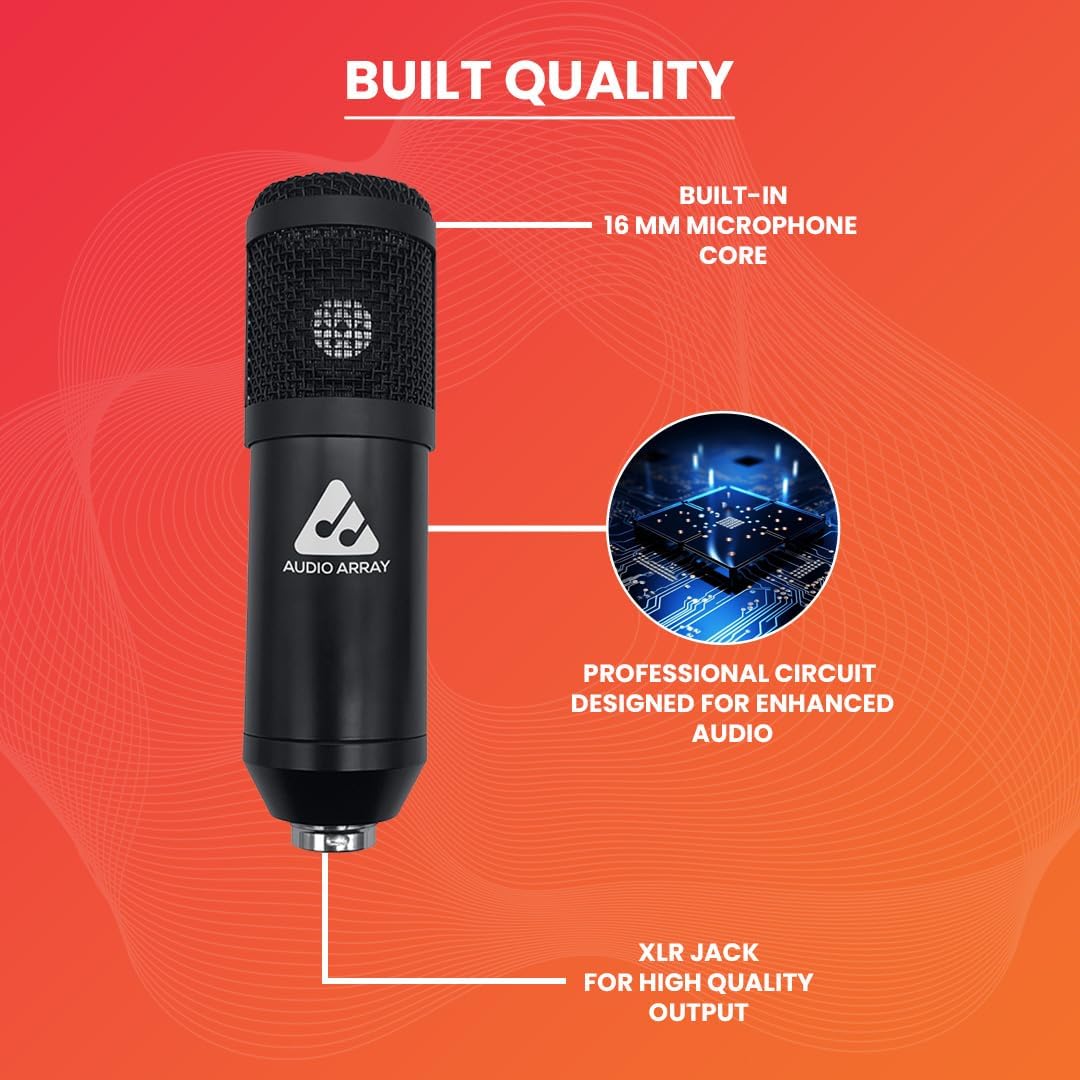 Audio Array AB-01 Audio Interface Podcasting Streaming Console Mixer with Bluetooth & XLR to 3.5mm Condenser Mic | Upto 8hr Battery Backup| Gaming, Streaming | Compatible with Mobile & Computers