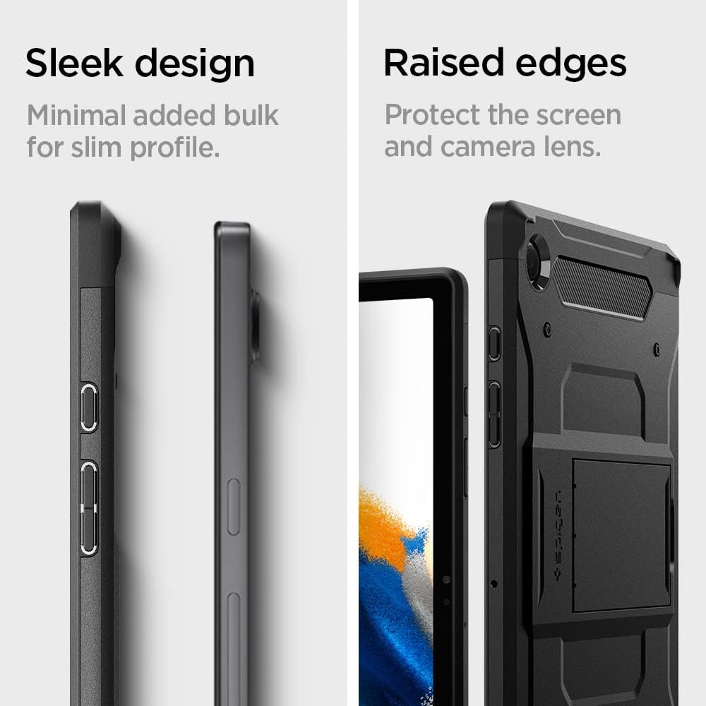 Spigen Tough Armor Pro for Galaxy Tab A8 10.5inch Back Cover Case with Built in S Pen Holder, Kick Stand - Black
