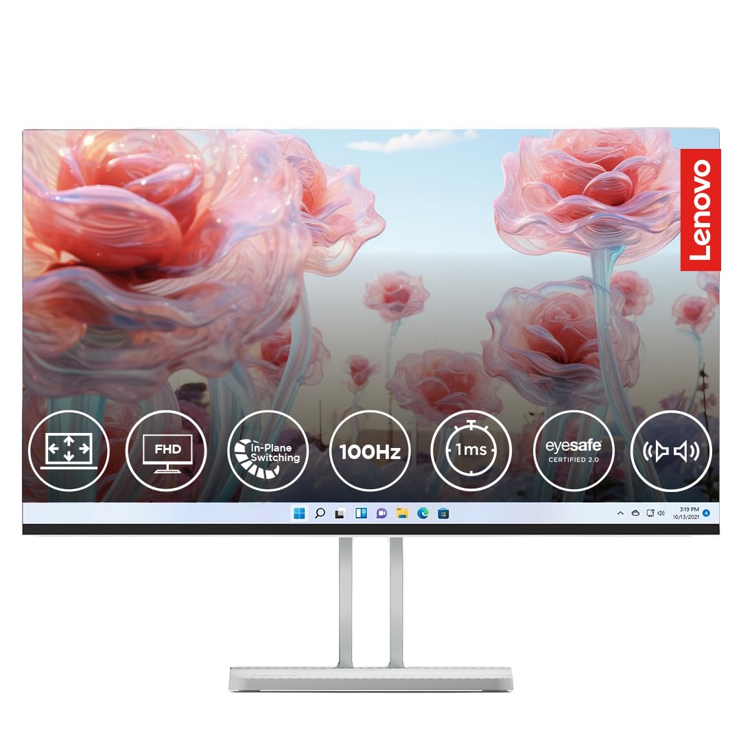 Lenovo L24i-4A, 24 inch (60.45cm), IPS, FHD 1920x1080, 100Hz, Cloud Grey, 1ms, FreeSync, 99% sRGB, 3Wx2 Speakers, HDMI 1.4, VGA, Tilt, Smart Display Customization Artery Monitor