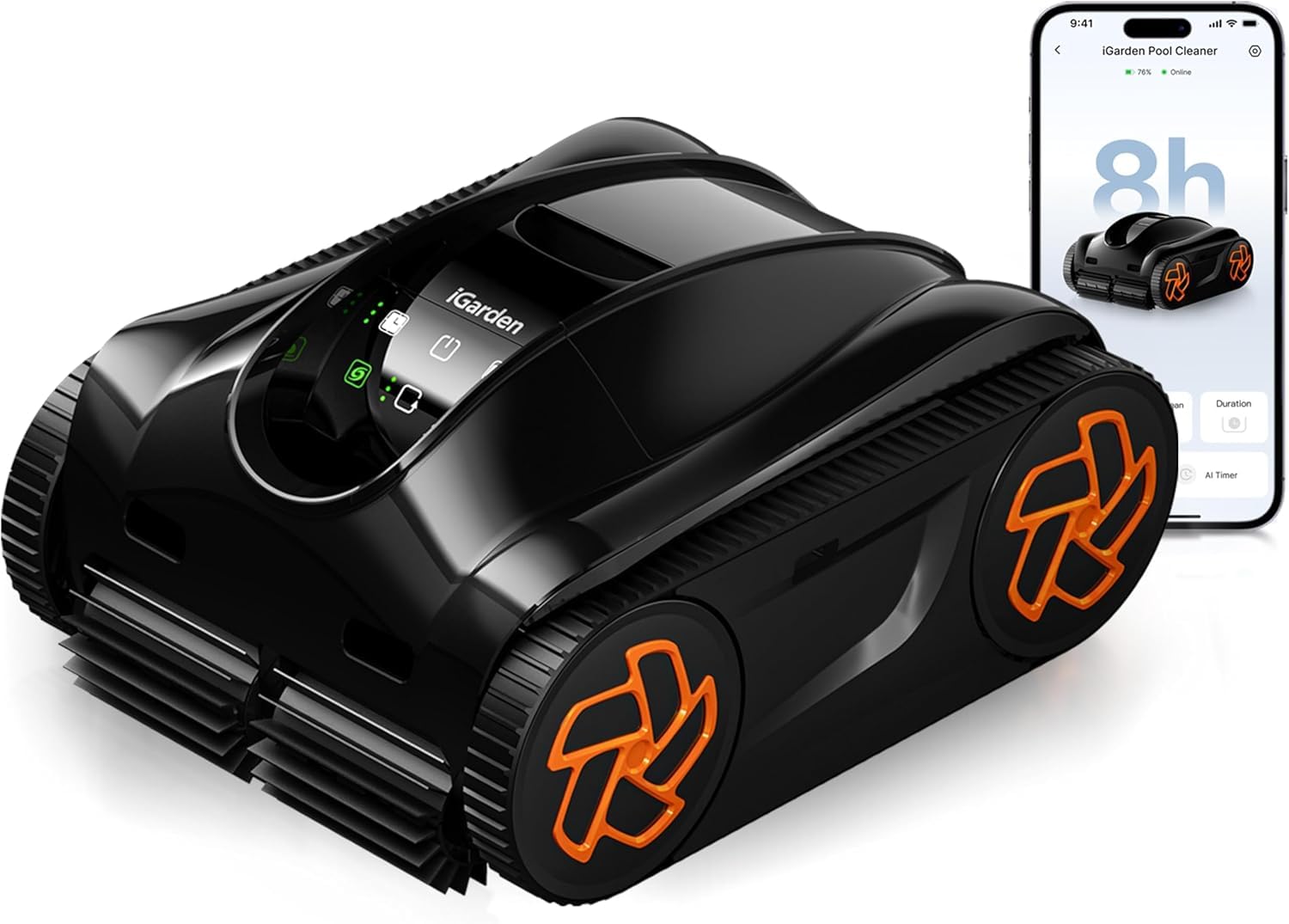 (2025 Upgrade) iGarden Pool Cleaner K36, Cordless Pool Vacuum Robot for Inground & Above Ground Pools, Smart Navigation, 220 Min Runtime, Touchscreen, Self-Parking, Cleans Floor, Wall & Waterline