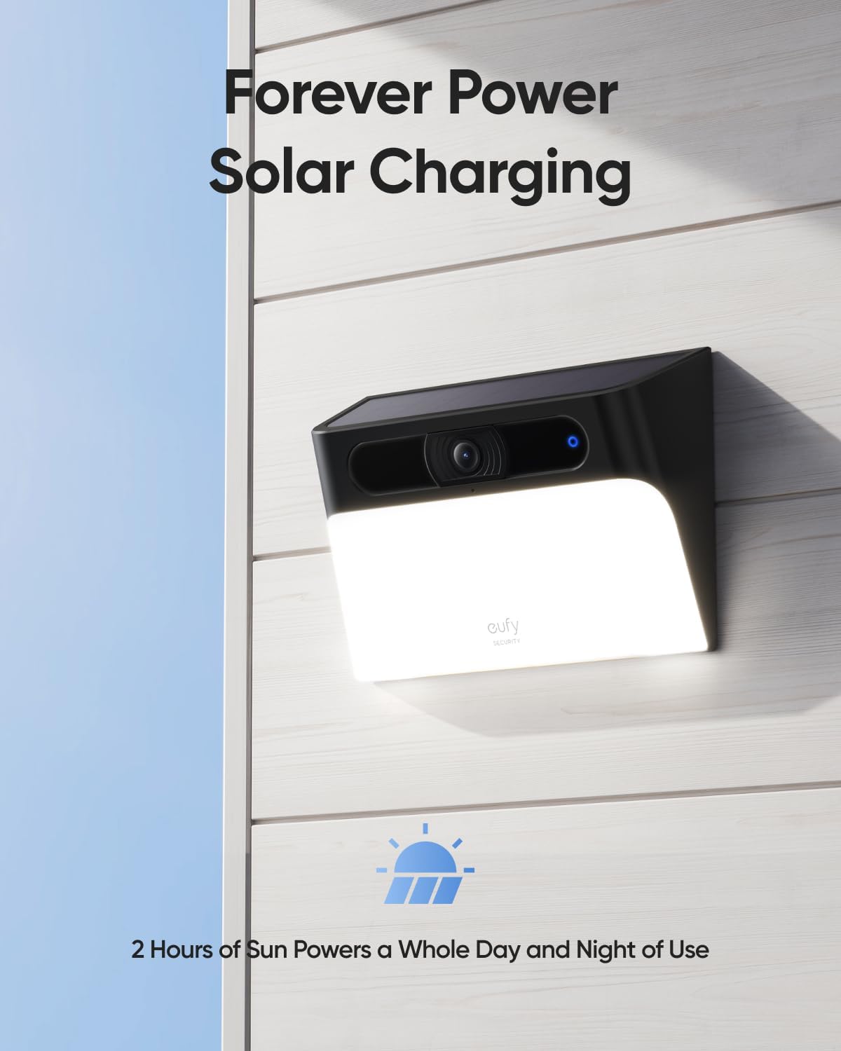 eufy Security Solar Wall Light Cam S120, Solar Security Cameras Wireless Outdoor, Camera, Forever Power, Motion Activated Light, AI Detection, IP65 Waterproof, Spotlight, No Monthly Fee
