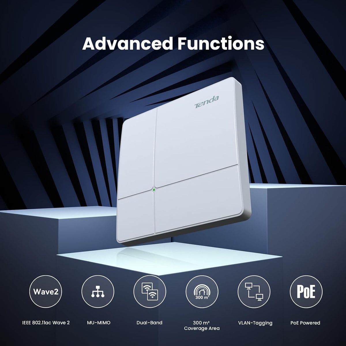 Tenda AC1200 Dual Band Gigabit Access Point for Ceiling Mount (i24), White