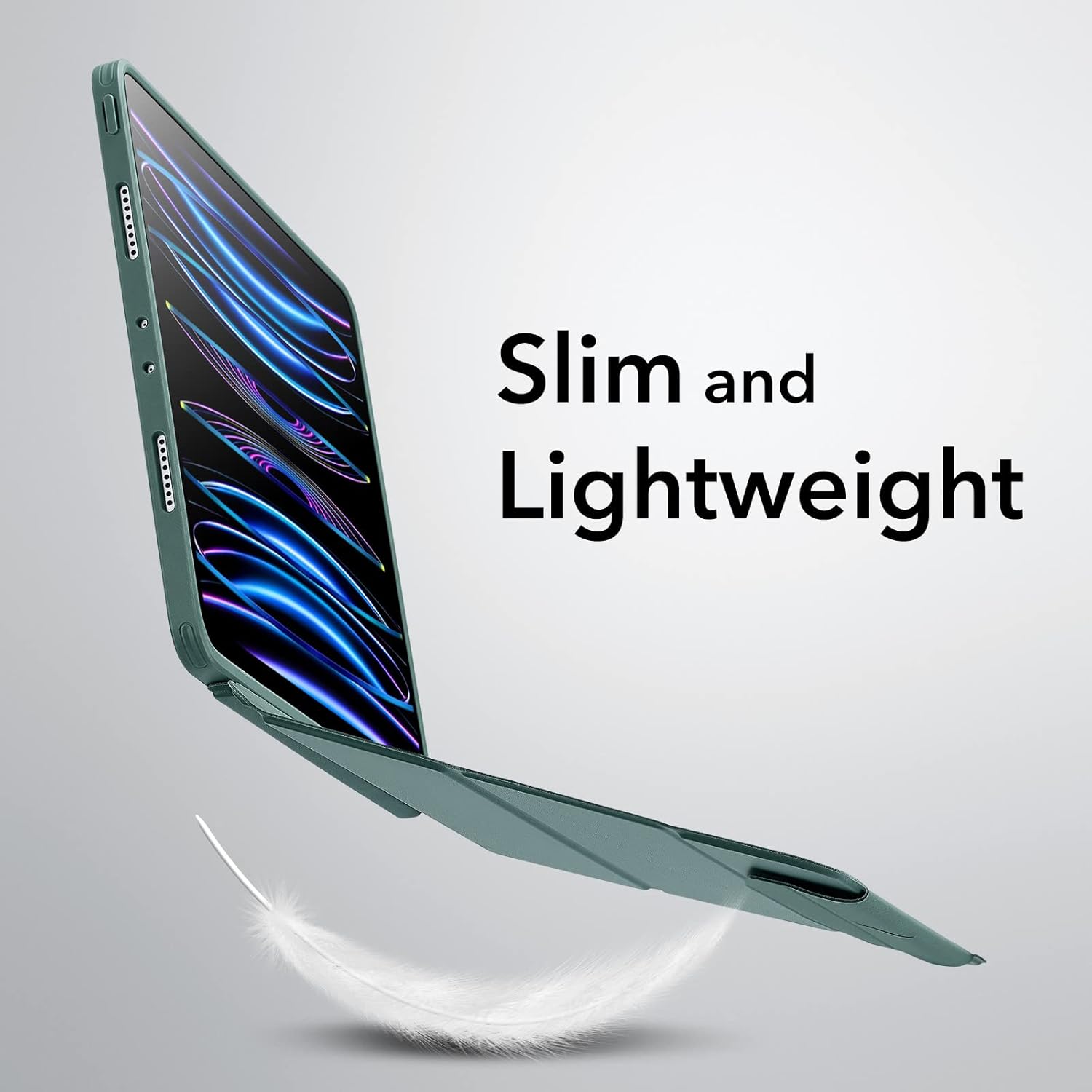 ESR for iPad Pro 11 inch Case (2022/2021, 4th/3rd Generation), iPad Pro Cover with Pencil Holder, Detachable Magnetic Cover, Tough Back Case, Pencil 2 Wireless Charging, Slim and Light, Hybrid Trifold Case, Frosted Green