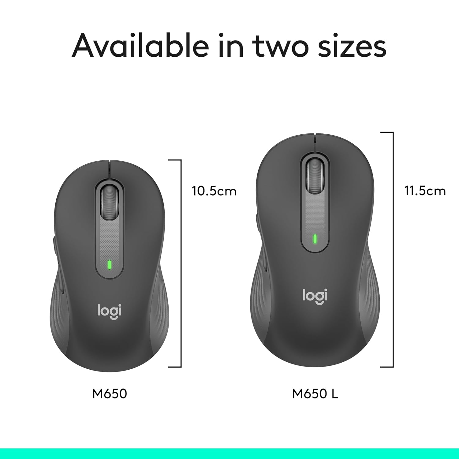 Logitech Signature M650 L Full Size Wireless Mouse - for Large Sized Hands, 2-Year Battery, Silent Clicks, Customisable Side Buttons, Bluetooth, for PC/Mac/Multi-Device/Chromebook - Graphite