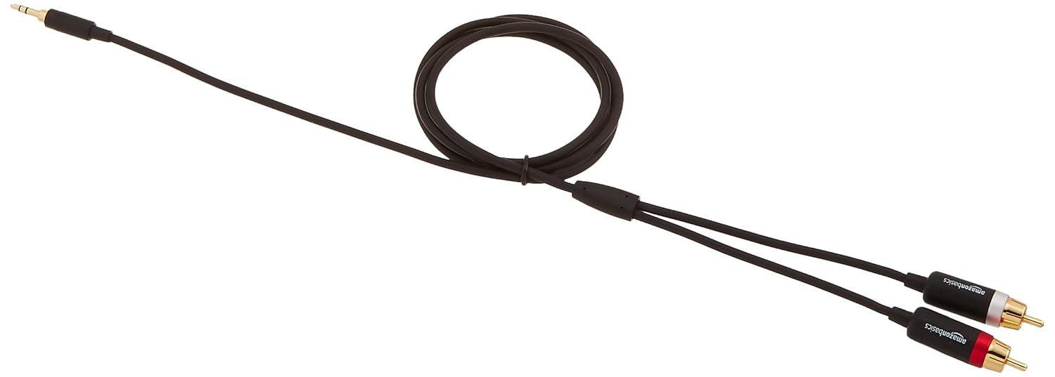Amazon Basics s 3.5mm to 2-Male RCA Adapter cable - 4 feet, Gold