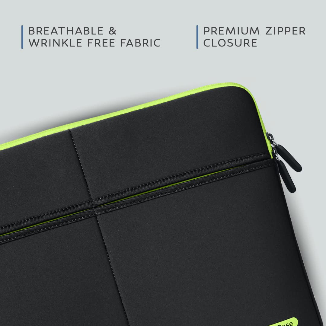 AirCase Premium Laptop Bag with 6 Pockets fits Upto 14.1" Laptop/MacBook, Wrinkle Free, Padded, Water Resistant Light Neoprene case Cover Sleeve Pouch, for Men & Women, Black- 6 Months Warranty