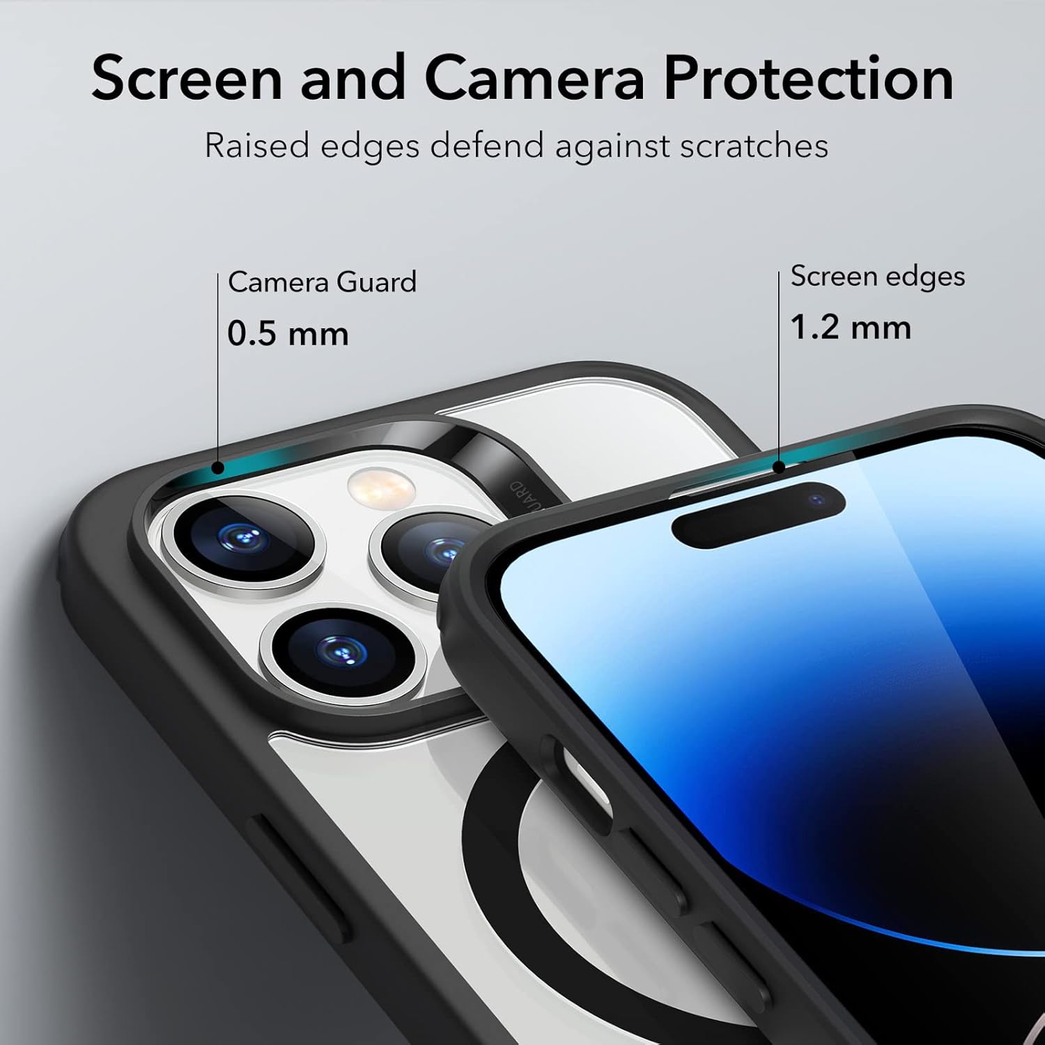 ESR for iPhone 14 Pro Max Case, Compatible with MagSafe, Scratch-Resistant, Thin and Slim, Classic Shockproof Military-Grade Protection, TPU, Magnetic Back Cover, Clear Black