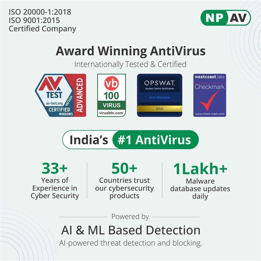 Net Protector Antivirus for PC Total Security 2025, 1 PC, 3 Years (Email Delivery in 1 Hour - No CD)