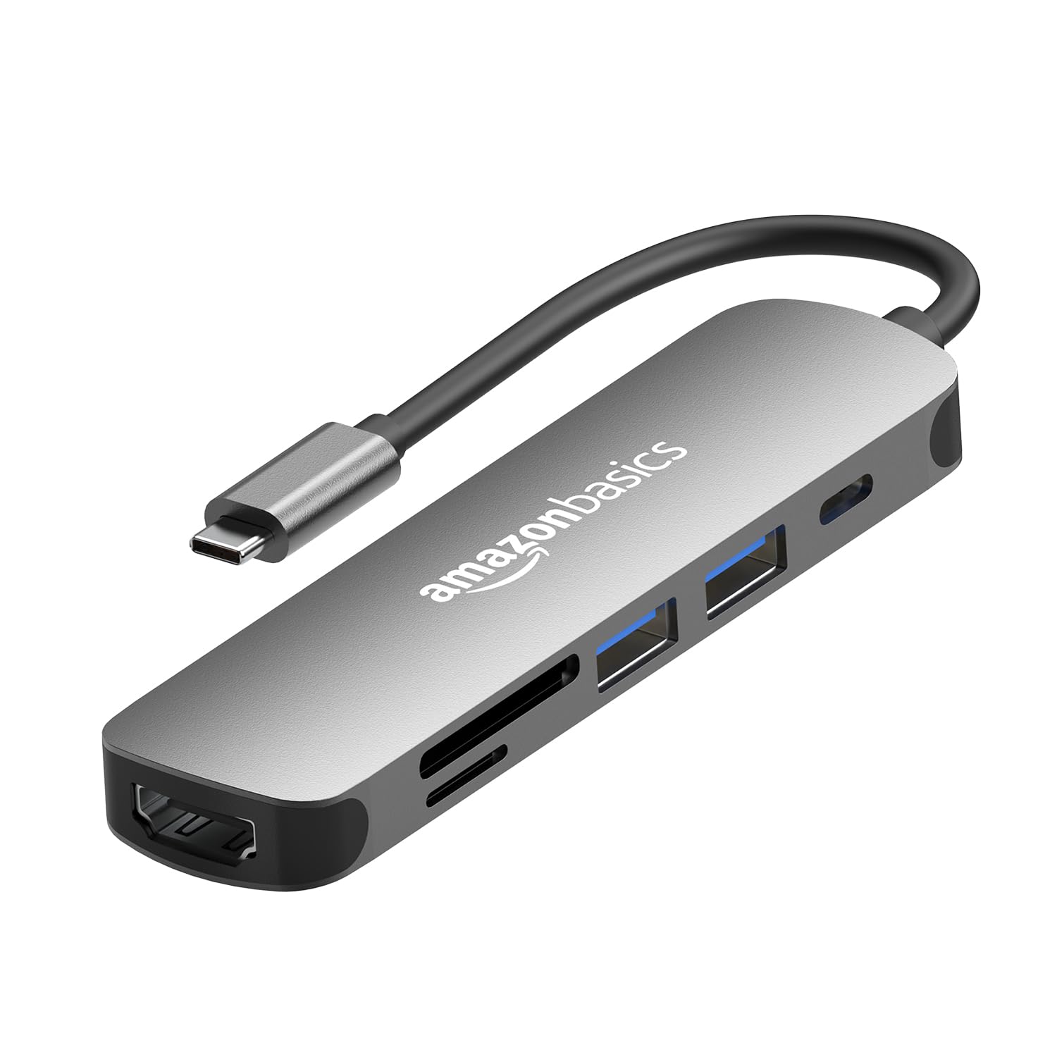 Amazon Basics 4-in-1 Hub Multiport Adapter with HDMI 4K, VGA 1080P, USB 3.0, 100W USB-C PD Port for PC, MacBook, Mac mini, iMac, and Tablet