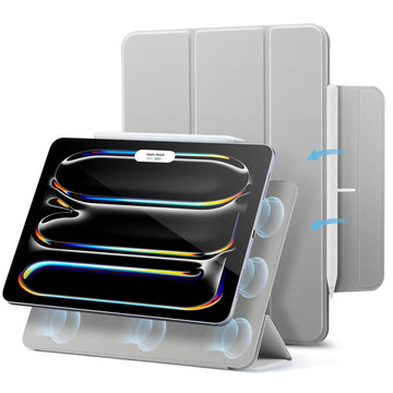 ESR for iPad Pro 11 inch Case M4 Cover (2024, 5th Gen), Powerful Magnetic, Slim Trifold Stand Case, Supports Pencil Pro and Pencil (USB-C), Auto Wake/Sleep, Durable Protection, Rebound Series, Grey