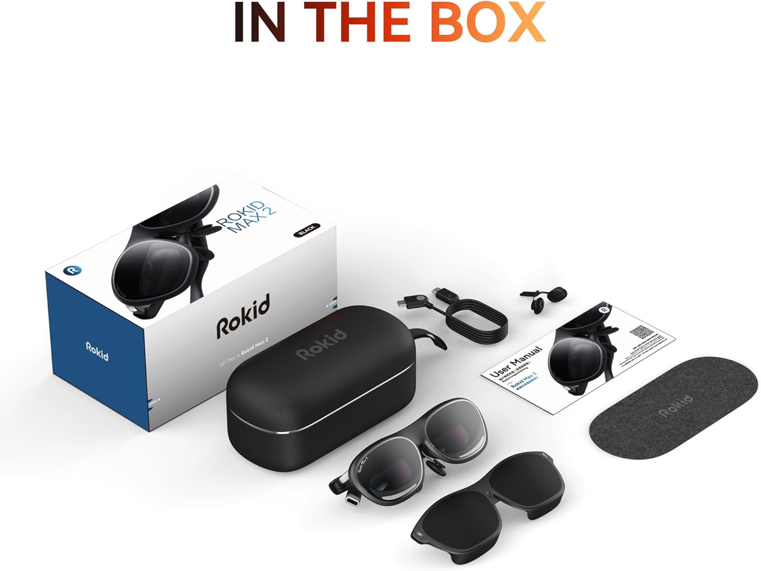 Rokid AR Joy Pack 2 AR Glasses, Smart Glasses Max 2 with Station, 160" Micro-OLED Display, Google Play, Media Streaming, HDCP Support & Cloud Gaming, Console, Android, Windows Compatible