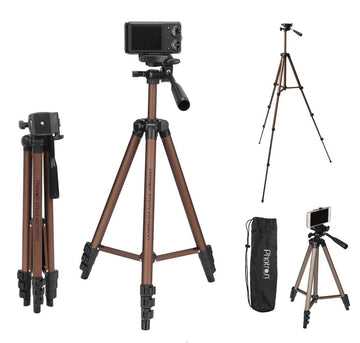 Photron Stedy 420 Tripod 127 cm (50 Inch) with Mobile Holder for Smart Phone, Camera| Extends to 1240mm (4 Feet) | Folds to 425mm(1.4 Feet) | Weight Load Capacity 2.5kg | Case Included, Copper