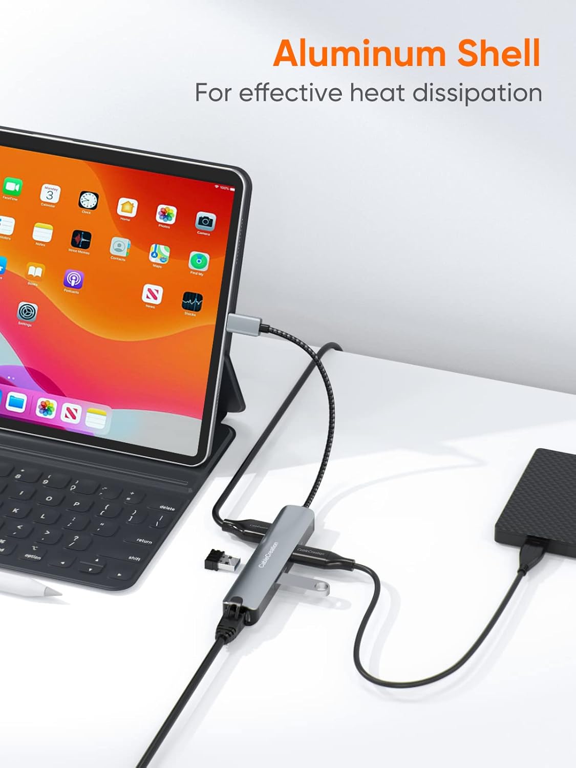 CableCreation USB C Hub Multiport Adapter, 5-in-1 USB C Adapter Aluminum Shell with 4K USB C to HDMI, Ethernet Port, 3 USB 3.0 Ports for MacBook Pro/Air 2020/2019, iPad Pro 2020, iPhone 15 Pro Max