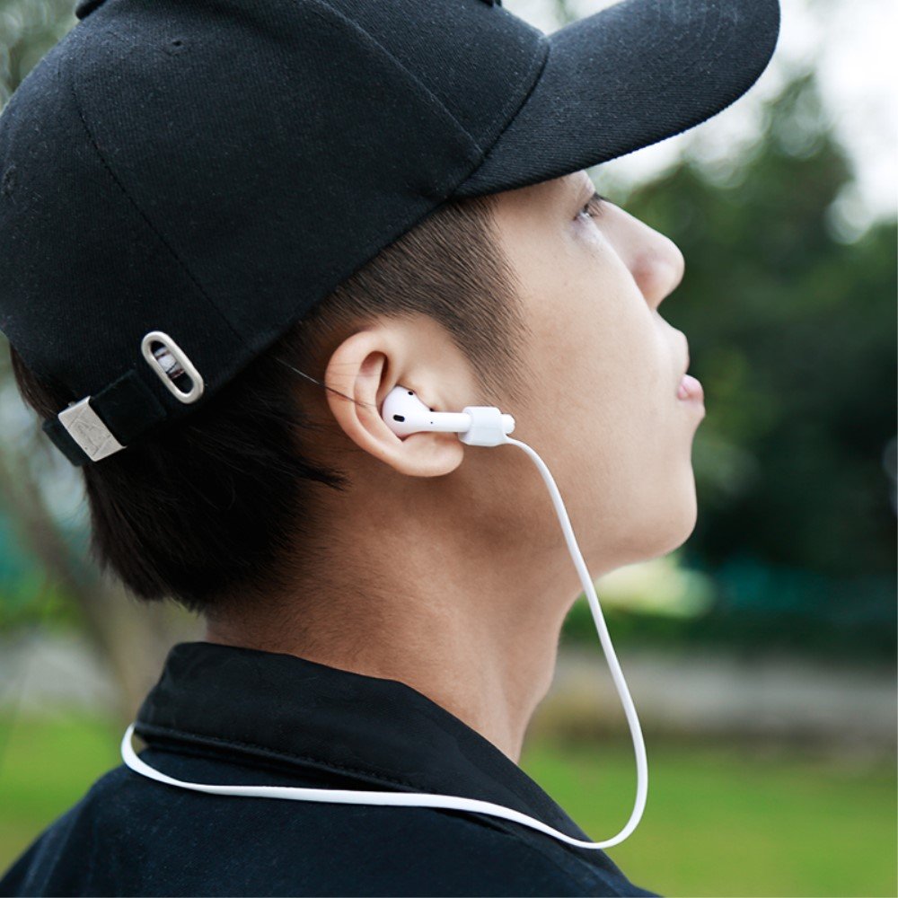BASEUS Magnetic Silicone Anti-lost Earphone Strap for Apple AirPods -Off White