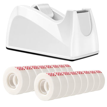 AmazonBasics Tape with Dispenser, 1" Core, Clear, 3/4"W x 1296", 16 Rolls/Pack