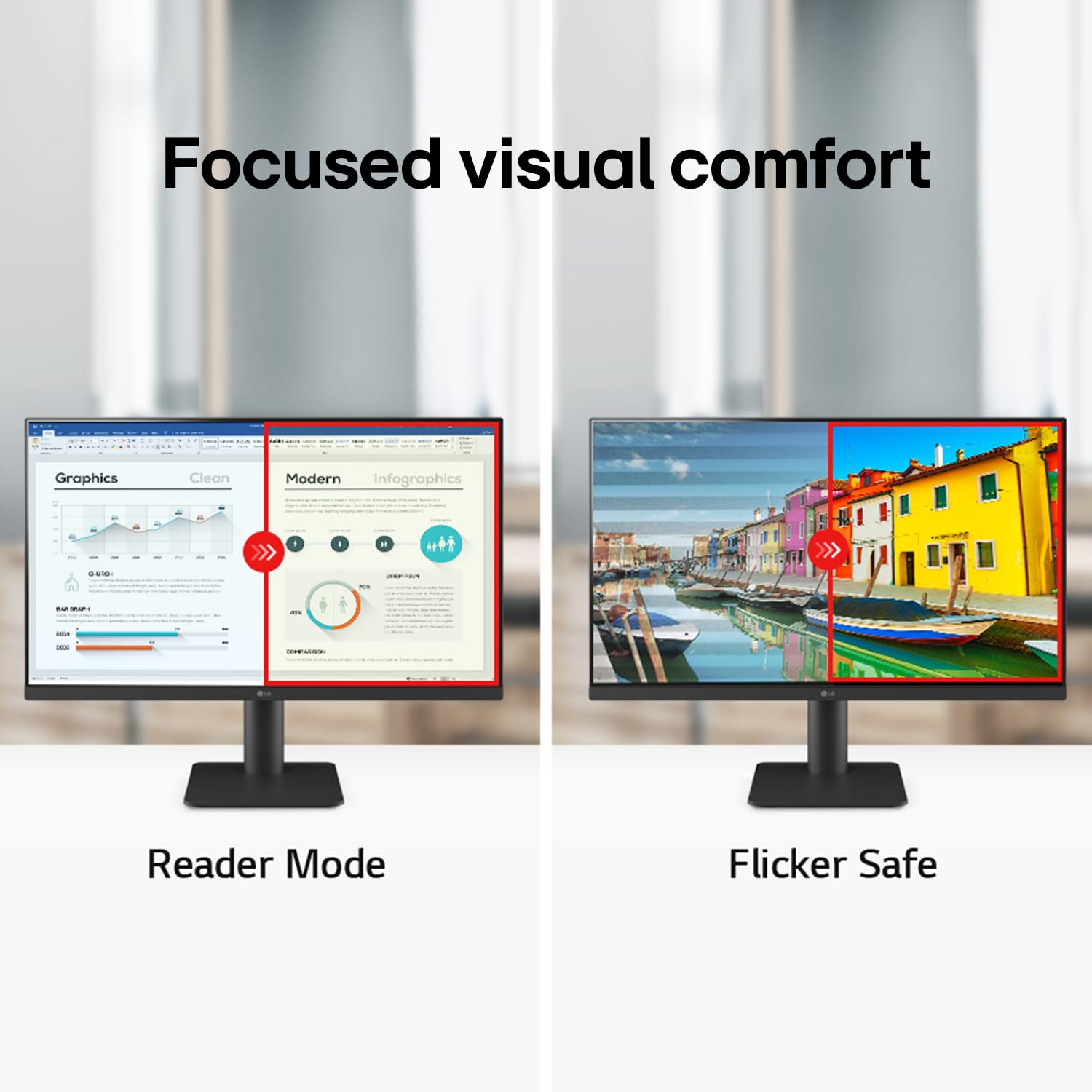 LG 24MS550 60.4 cm (23.8 Inch) FHD (1920x1080) IPS PC Monitor with 100Hz, 5ms (GtG), Flicker Safe & Reader Mode, 2xSpeakers, 2xHDMI, Tilt/Height Adjustable, 3-Side Virtually Borderless Design (Black)