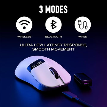 Chilkey Wireless Mouse, Glacier LW 8K M Gaming Mouse with OLED Screen, 8K Polling Rate, 30000 DPI Optical Tracking, 750 IPS, Bluetooth 5.2/2.4G/USB-C, 49g Super Lightweight, 100 Million Clicks