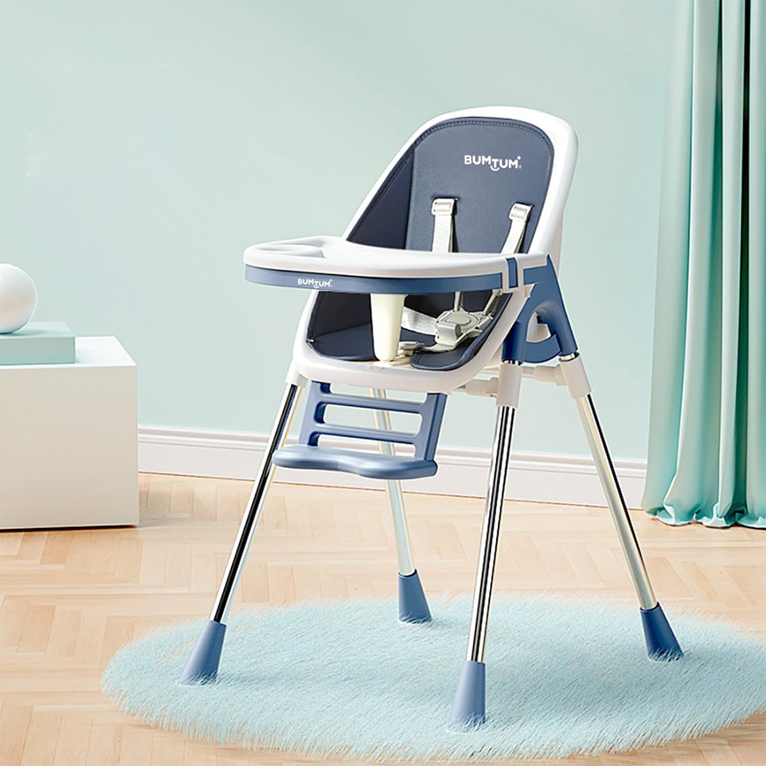 Bumtum Baby High Chair 4 In 1 Convertible Folding With Footrest, Convertible To High Chair, Low Chair, Feeding Seat With Cushion Pad (Green) - Foam, Plastic, Metal, 6.29 X 11.41 Inch