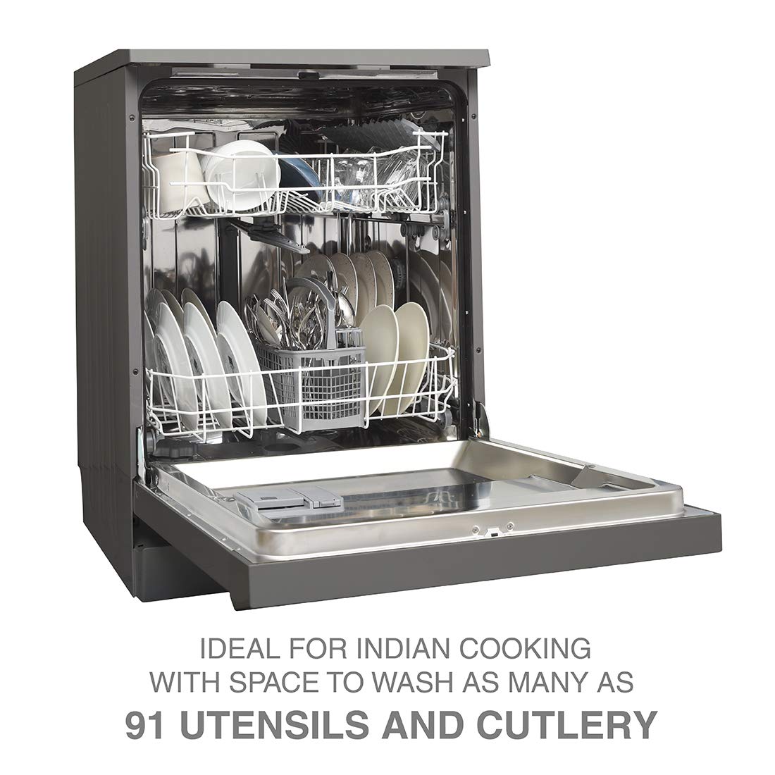 Godrej Eon Dishwasher | Steam Wash Technology |13 place setting |Perfect for Indian Kitchen| A+++ Energy rating | DWF EON VES 13Z SI STSL- Satin Silver