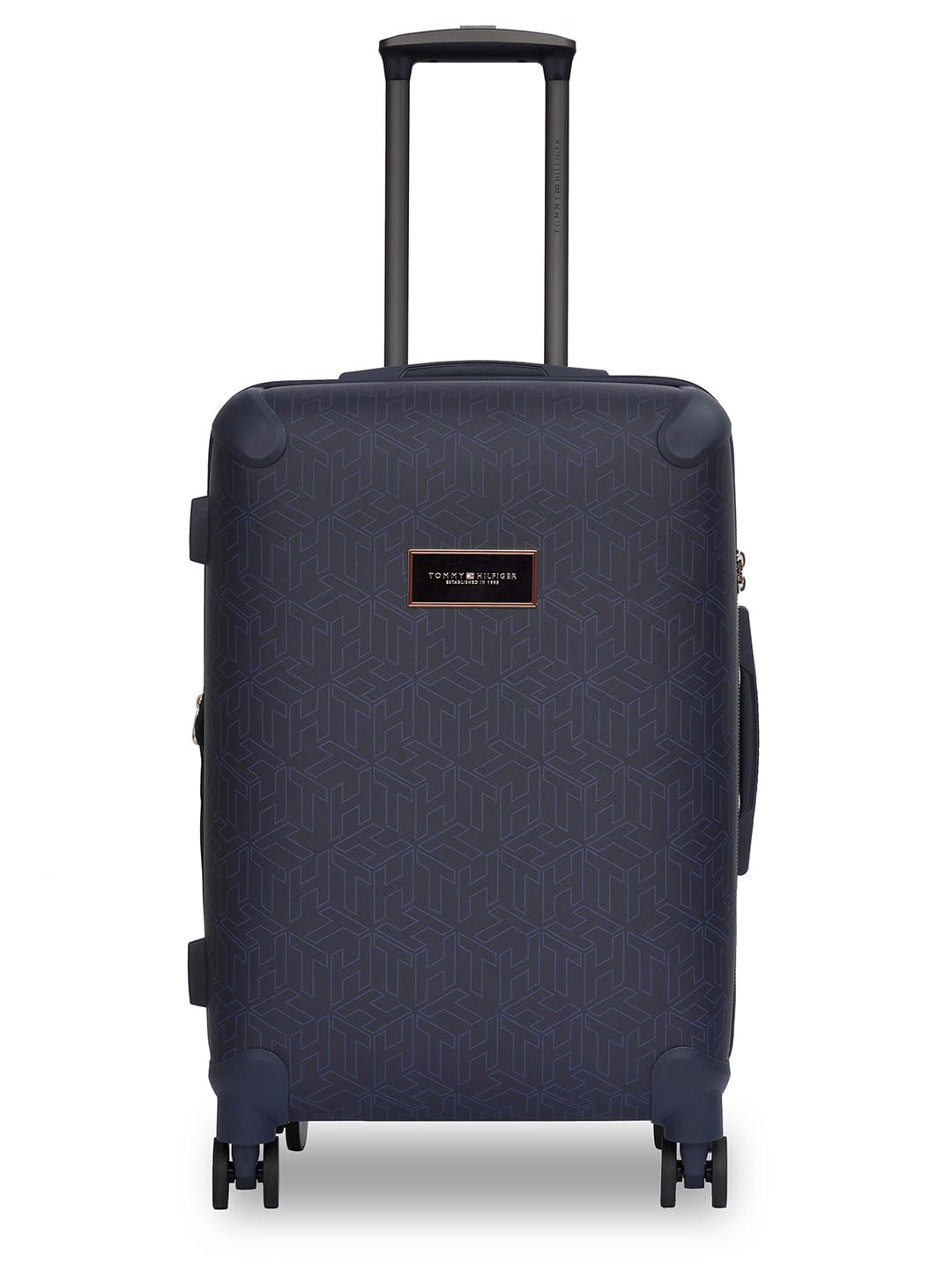 Tommy Hilfiger Jazz Mid Soft Luggage - Navy |Check-in Trolley Bag with TSA Lock | 360° Spinner Double Wheels | Telescopic Handle | Expandable | Polyester Shell Suitcase | 76L Capacity | 67cm
