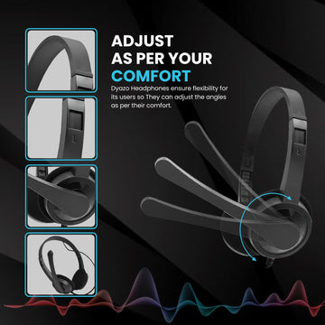 Dyazo Computer Wired Headphones | Headset with Mic | 3.5 MM Jack | Compatible for Laptops, PC, Notebooks (Black)