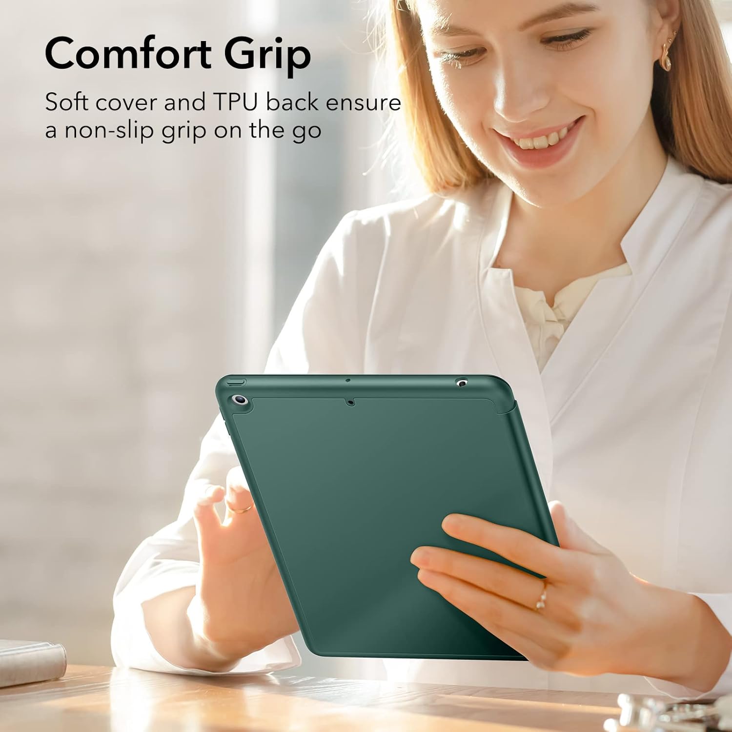 ESR for iPad 9th/8th/7th Generation Cover, iPad 10.2 Case (2021/2020/2019 Models), with Pencil Holder, Trifold Viewing Stand, Auto Sleep/Wake Cover, Rebound Series Case, Frosted Green