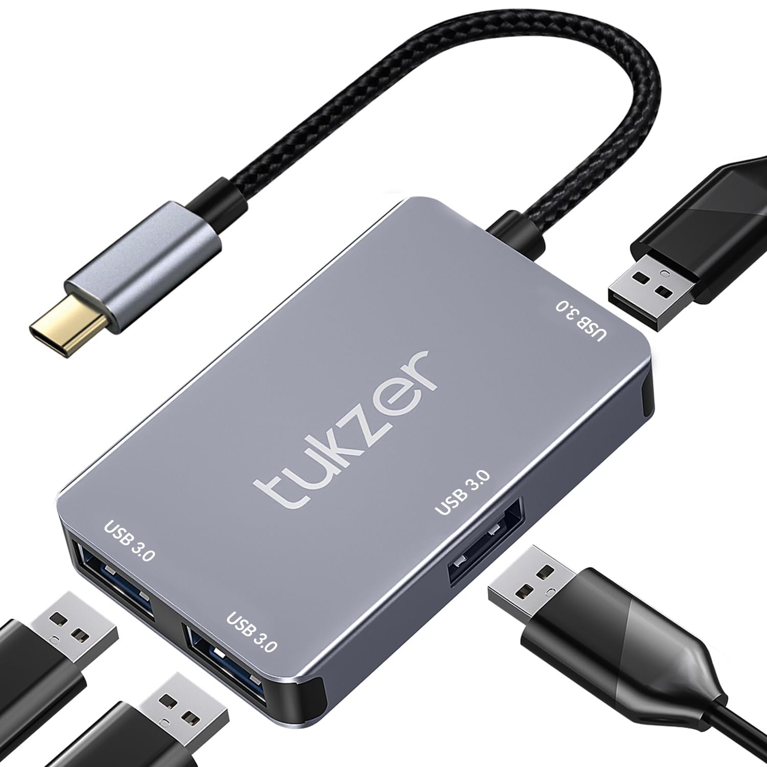 Tukzer 4-Ports USB A to USB 3.0 HUB with High-Speed Data Transfer & Fast Charging| Compatible for MacBook, Mac Mini, iMac Pro, Microsoft Surface, UltraBooks, Laptops, Notebooks & Desktops (Black)