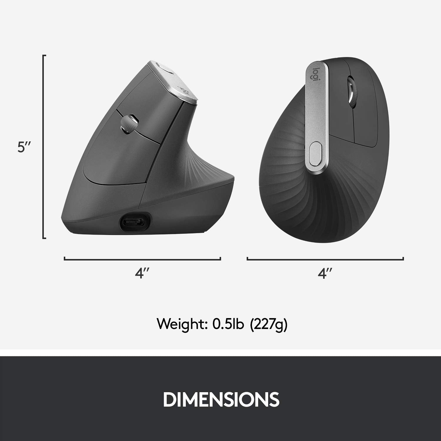 Logitech MX Vertical Advanced Ergonomic Mouse, Wireless via Bluetooth or Included USB Receiver