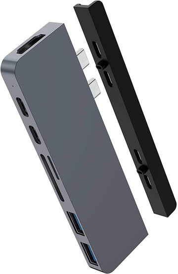 Hyper - New HyperDrive Duo 7-in-2 Hub - USB-C for MacBook Pro/Air - HDMI 4K60Hz HDR, USB-C 40Gbps 100W PD, USB-C 5Gbps 60W PD, MicroSD/SD 3.0 UHS-I 104MB/s, 2 x USB-A 5Gbps - Space Gray