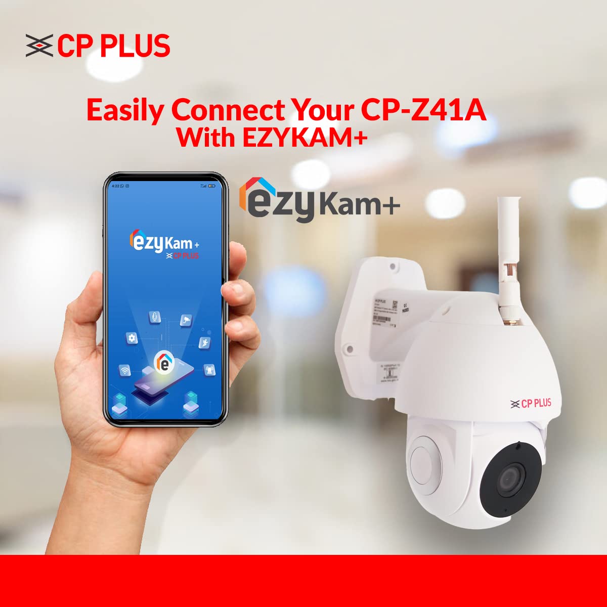 CP PLUS 4MP Outdoor Smart Wi-fi PT Camera | 360° with Pan & Tilt | Two Way Talk | Night Vision| SD Card (Up to 128 GB) | Alexa & Google Support | IP Ratings – IP65 | CP-Z41A