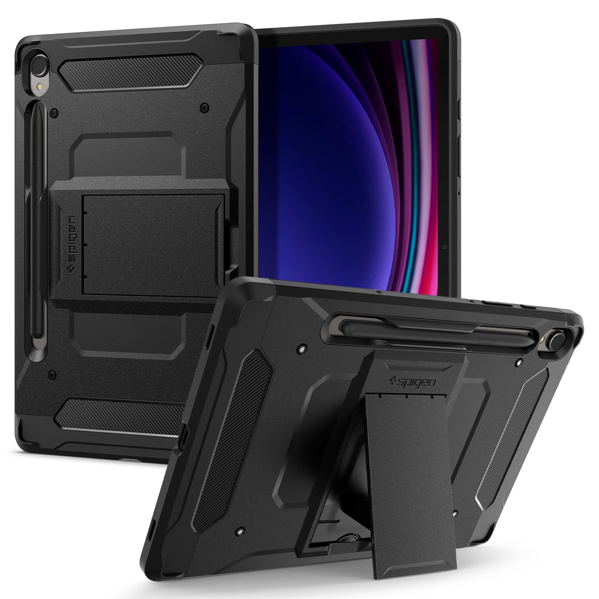 Spigen Rugged Armor Pro for Samsung Galaxy Tab S11 Ultra 14.6inch Full Cover Folio Case with Built in S Pen Holder, Trifold Stand - Black