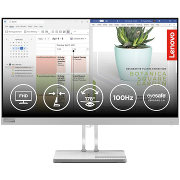 Lenovo L-Series 24 inch (60.45cm)| FHD Ultraslim Monitor| 100Hz, 72% NTSC, 4ms, AMD FreeSync, HDMI 1.4, VGA, Tilt Stand, for Home & Office use, 3 Year Warranty, Cloud Grey L24e-40