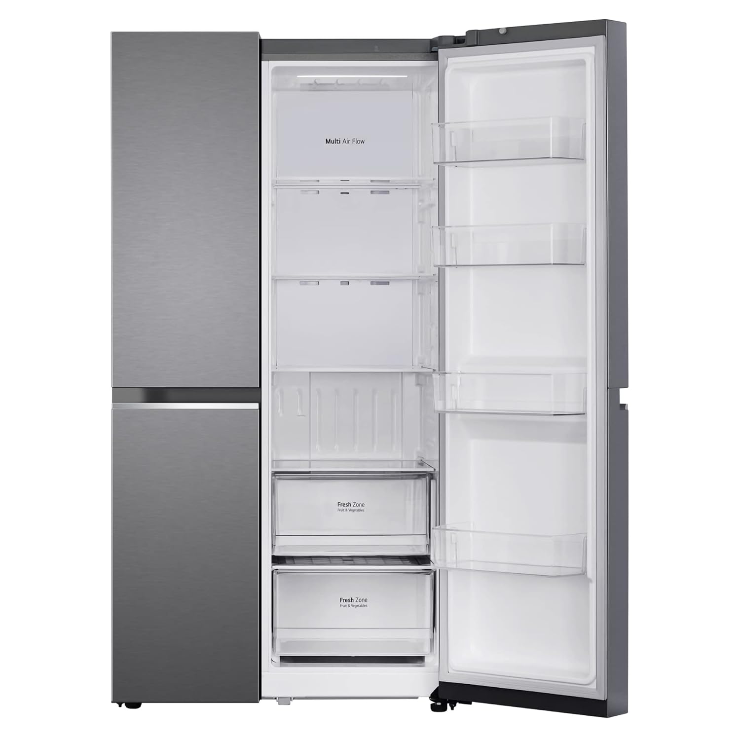 LG 655 L, 3 Star, Frost-Free Smart Inverter Double Door Side-By-Side Refrigerator (GL-B257HDSY, Dazzle Steel, Smart Diagnosis, Express Freeze | Multi Air-Flow)