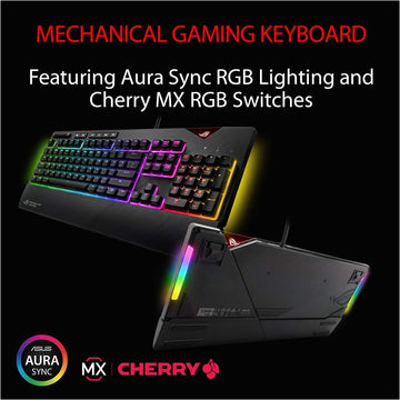 ASUS ROG Strix Flare (Cherry MX Red) Aura Sync RGB Mechanical Gaming Keyboard with Switches, Customizable Badge, USB Pass Through and Media Controls