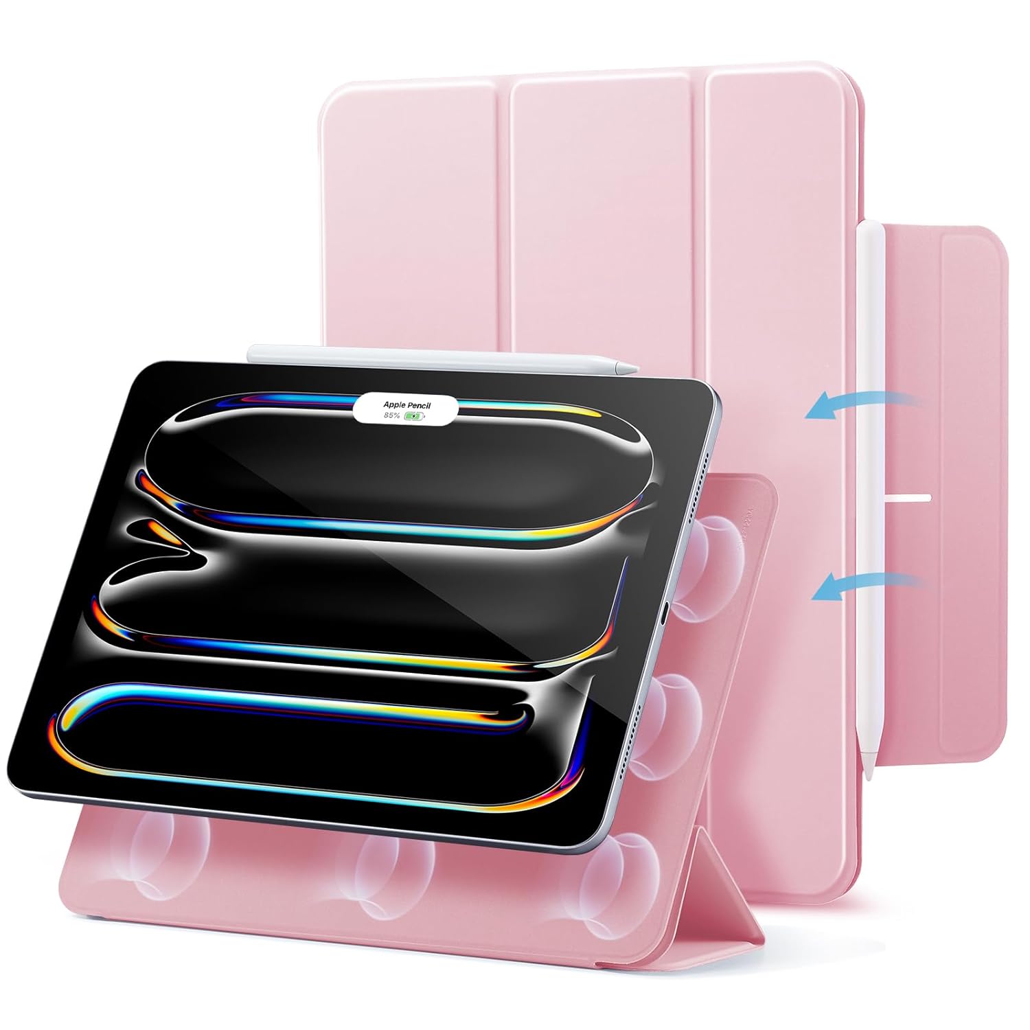ESR for iPad Pro 11 Inch Case (M5/M4) Cover 2025/2024, Powerful Magnetic Attachment, Slim Trifold Stand Case, Supports Pencil Pro and Pencil (USB-C), Durable Protection, Rebound Series, Pink