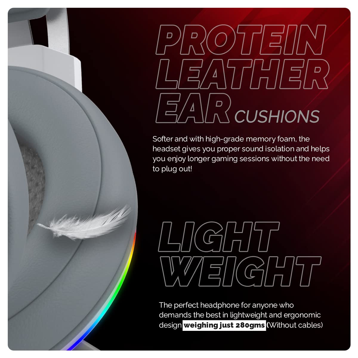 Cosmic Byte Proteus Headset Dual Input USB and 3.5mm, 7.1 Surround Sound, RGB LED, ENC Microphone, Memory Foam Earcushions, Windows Software (White)