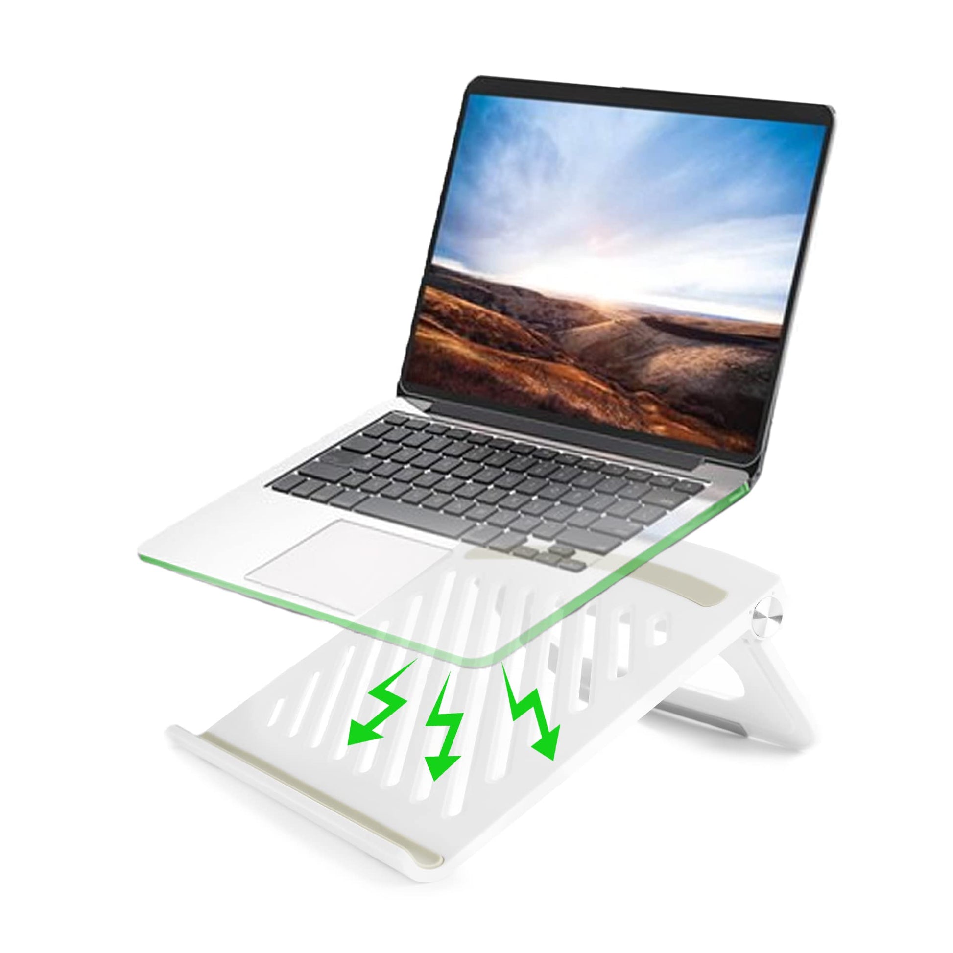 Dyazo Tabletop Laptop Stand with 8 Angles View Height Adjustable Foldable Design Compatible for MacBook Air/Pro, Dell, Hp, Lenovo and More 11.6 inches - 15.6 Notebook with Free Phone Stand (Black)