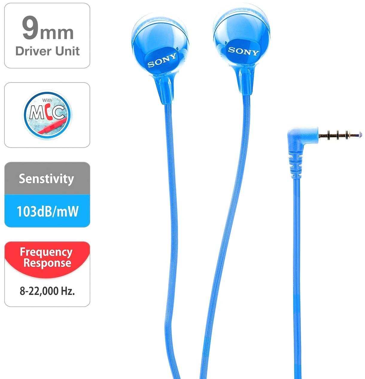 Sony MDR-EX15AP Earphones Enjoy clear-Blue