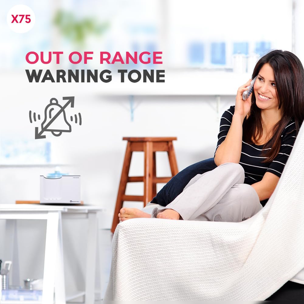 Beetel X75 2.4Ghz Cordless Landline Phone,Dual Mode DTMF/FSK,1 Line 7segment LCD Display& Blue LED Backlit,Illuminated Keypad,2 Way Speaker Phone,6 Step Ringer Volume Control(Grey/White)(X75)