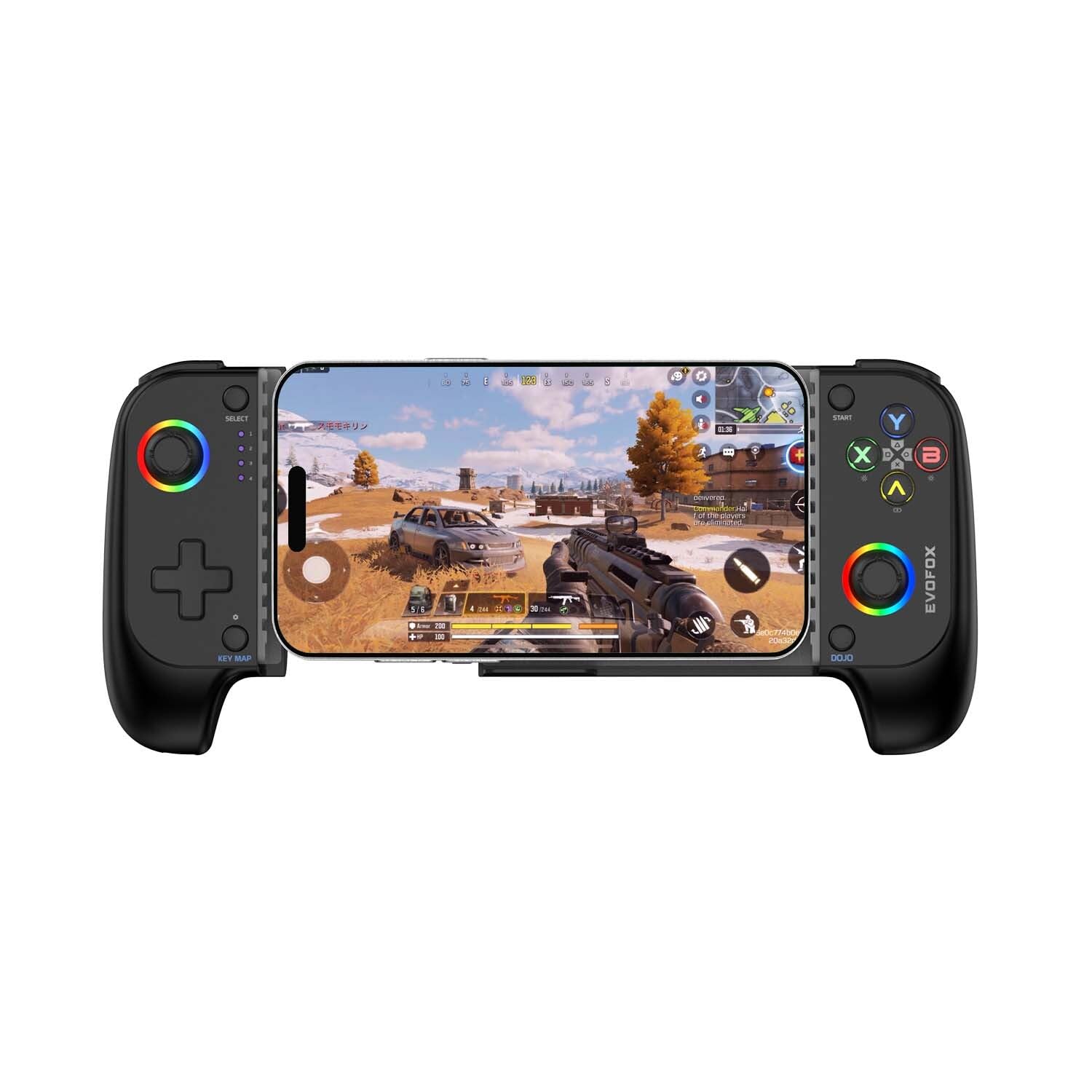 EvoFox Go Smartphone Bluetooth Gamepad for iPhones, iPads & Android | 2 Macro Back Buttons, Dual Vibration Motors, Turbo Mode, Analog Triggers, High Precision Joysticks | Android KeyMap Mode (Grey)