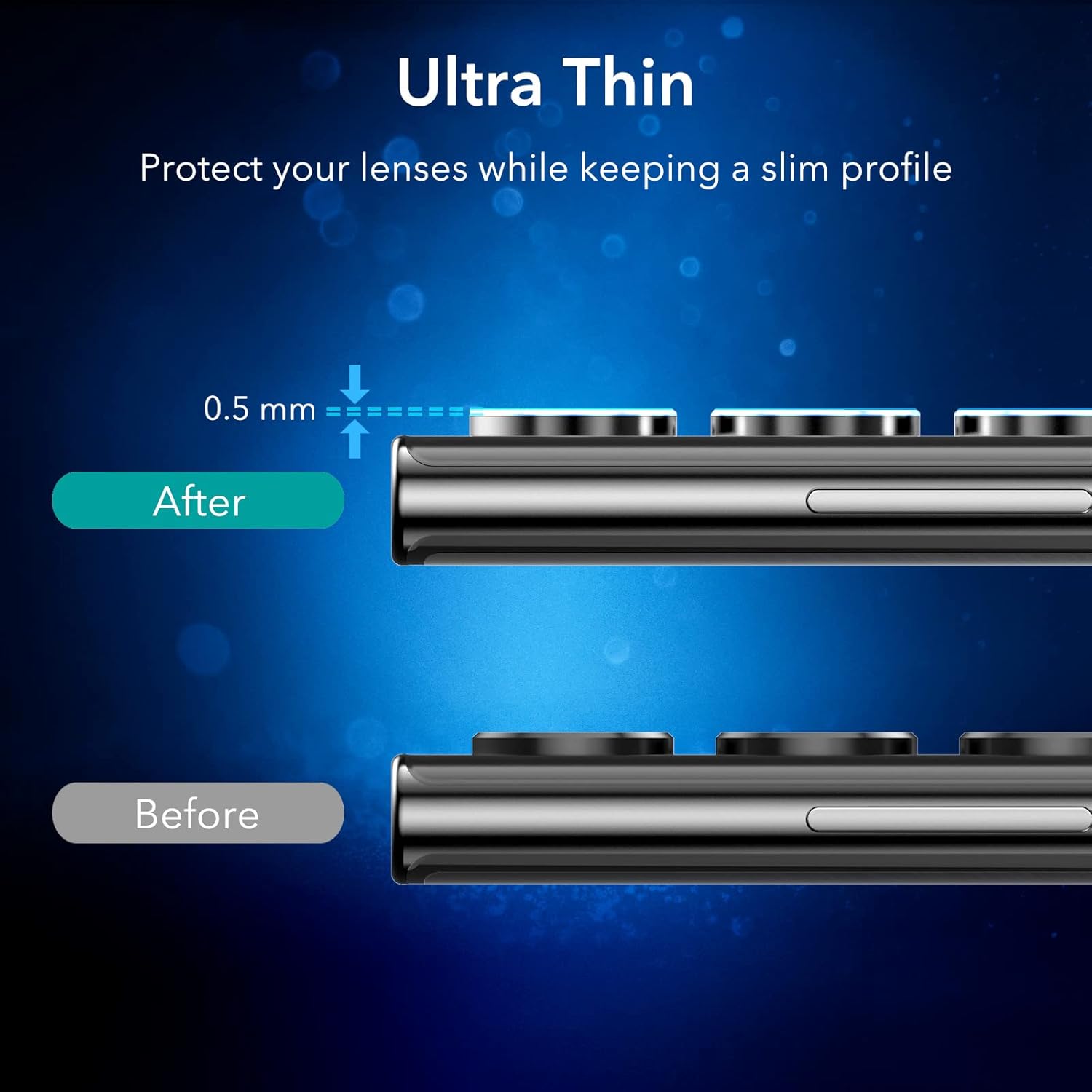 ESR for Samsung Galaxy S22 Ultra Camera Lens Protectors(2022), Individual Lens Protectors with Aluminum Edging, Military-Grade Protection, Scratch-Resistant, Ultra-thin Tempered Glass, 5 Piece, Black
