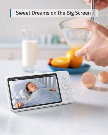 eufy Security Spaceview Video Baby Monitor E110 with Camera and Audio, Security Camera, 720p HD Resolution, Night Vision, 5