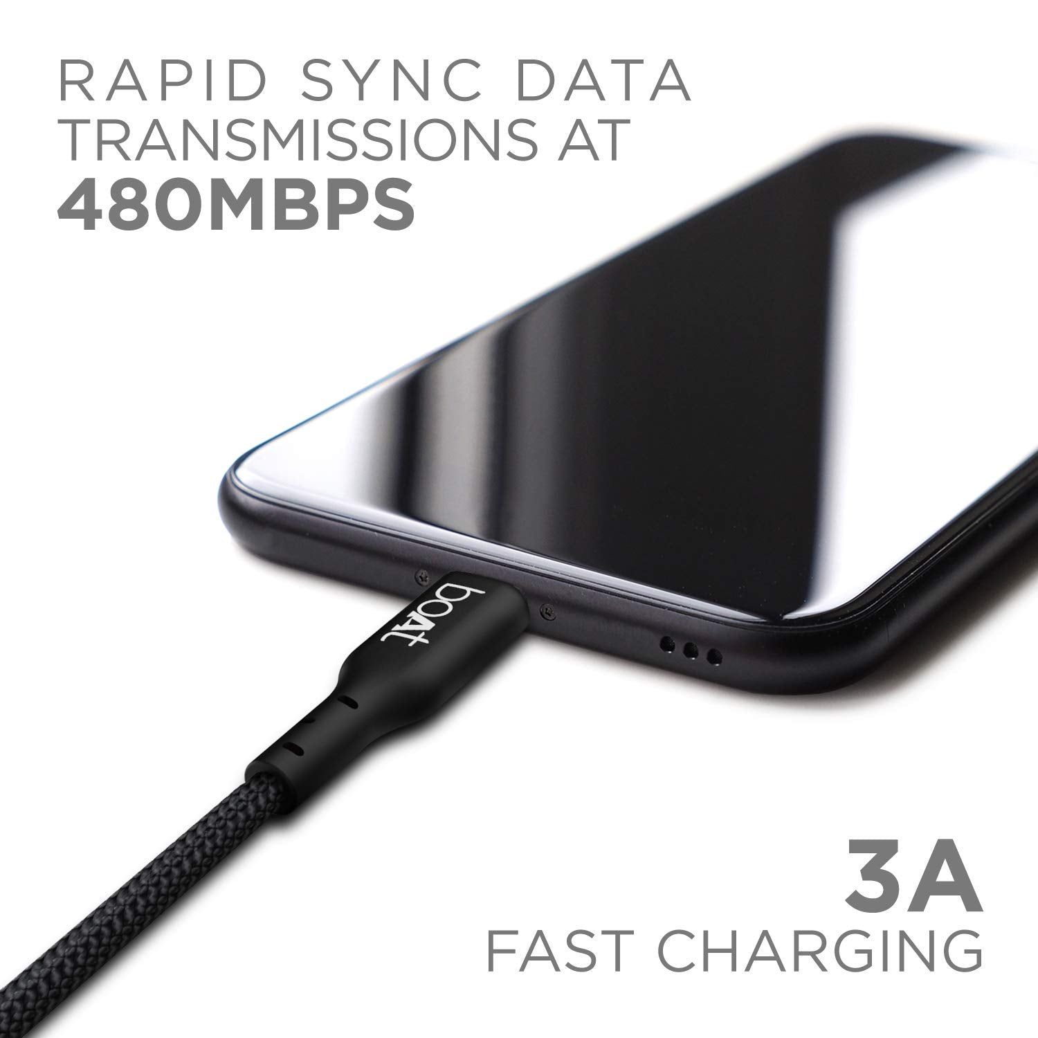 boAt A 350 Type C Cable for Smartphone, Charging Adapter (1.5m, Carbon Black)