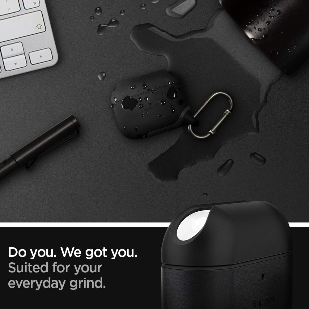 Spigen for AirPods Pro 2/1 Case, Carabiner Included, Soft Shell, Waterproof Cover, (Slim Armor IP) - Black