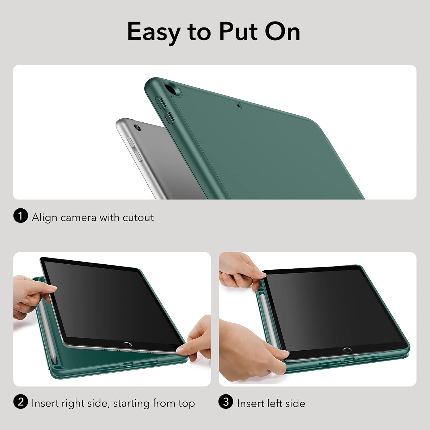 ESR for iPad 9th/8th/7th Generation Cover, iPad 10.2 Case (2021/2020/2019 Models), with Pencil Holder, Trifold Viewing Stand, Auto Sleep/Wake Cover, Rebound Series Case, Frosted Green