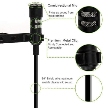 HUMBLE Dynamic Lapel Collar Mic Voice Recording Filter Microphone for Singing Youtube SmartPhones, Black